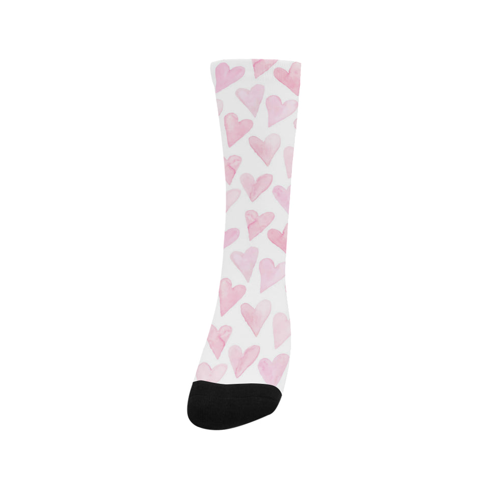 Watercolor pink heart pattern Crew Socks