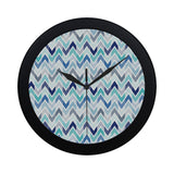 zigzag  chevron blue pattern Elegant Black Wall Clock