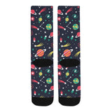 colorful space pattern planet star Crew Socks