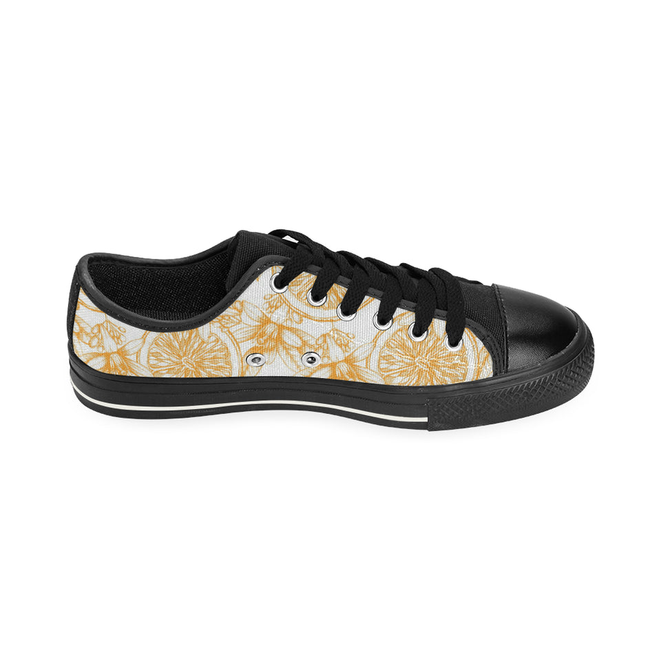 hand drawn orange fruit pattern Men's Low Top Canvas Shoes Black