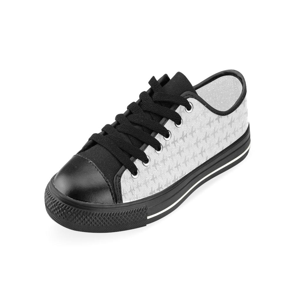 Airplane print pattern Kids' Boys' Girls' Low Top Canvas Shoes Black