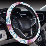 Purple seahorse blue coral pattern Car Steering Wheel Cover
