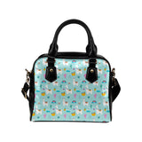 Llama alpaca cactus leaves pattern Shoulder Handbag
