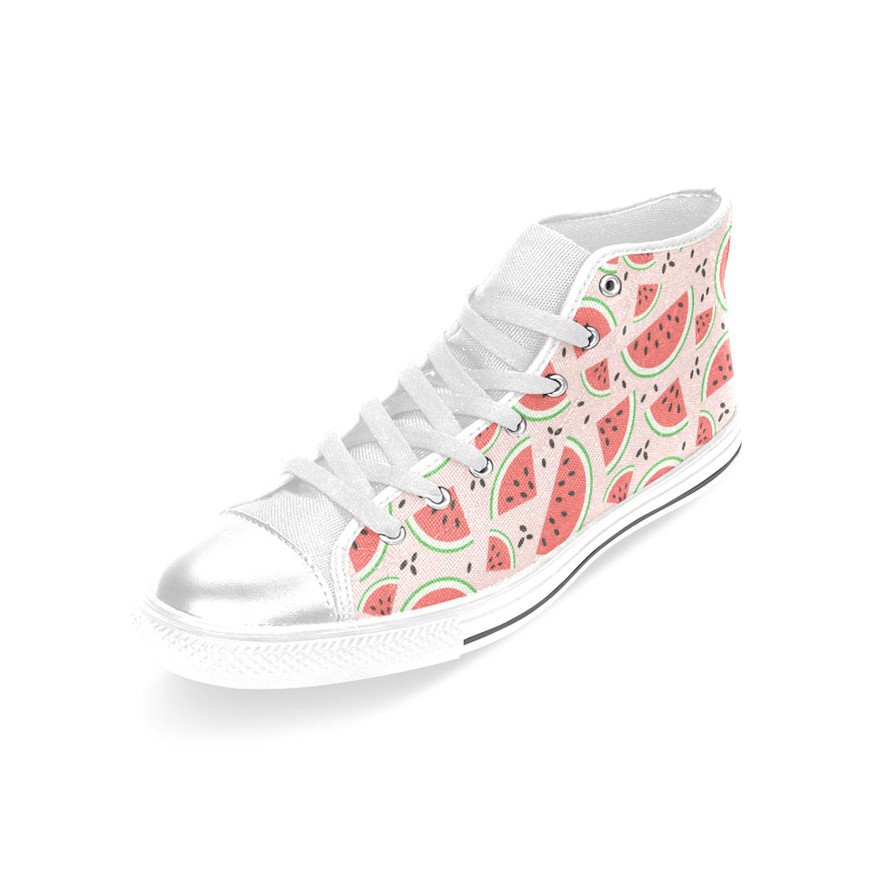 Watermelon pattern Women's High Top Canvas Shoes White
