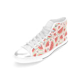 Watermelon pattern Women's High Top Canvas Shoes White