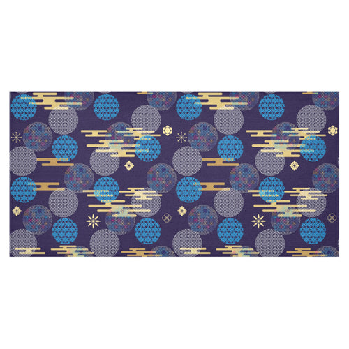 Blue japanese pattern cloud wave flower Tablecloth
