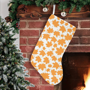 Orange Maple Leaf pattern Christmas Stocking