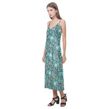 Elephants jungle pattern V-Neck Open Fork Long Dress