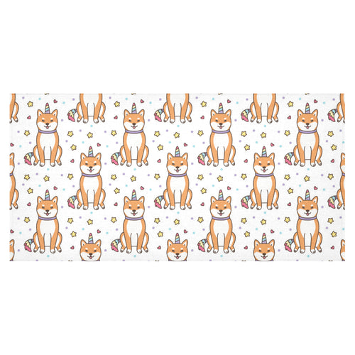 shiba inu unicorn costume horn colorful tail patte Tablecloth