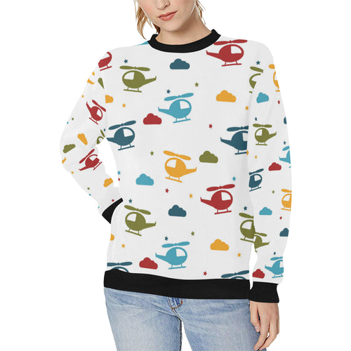 Colorful helicopter pattern Women's Crew Neck Sweatshirt