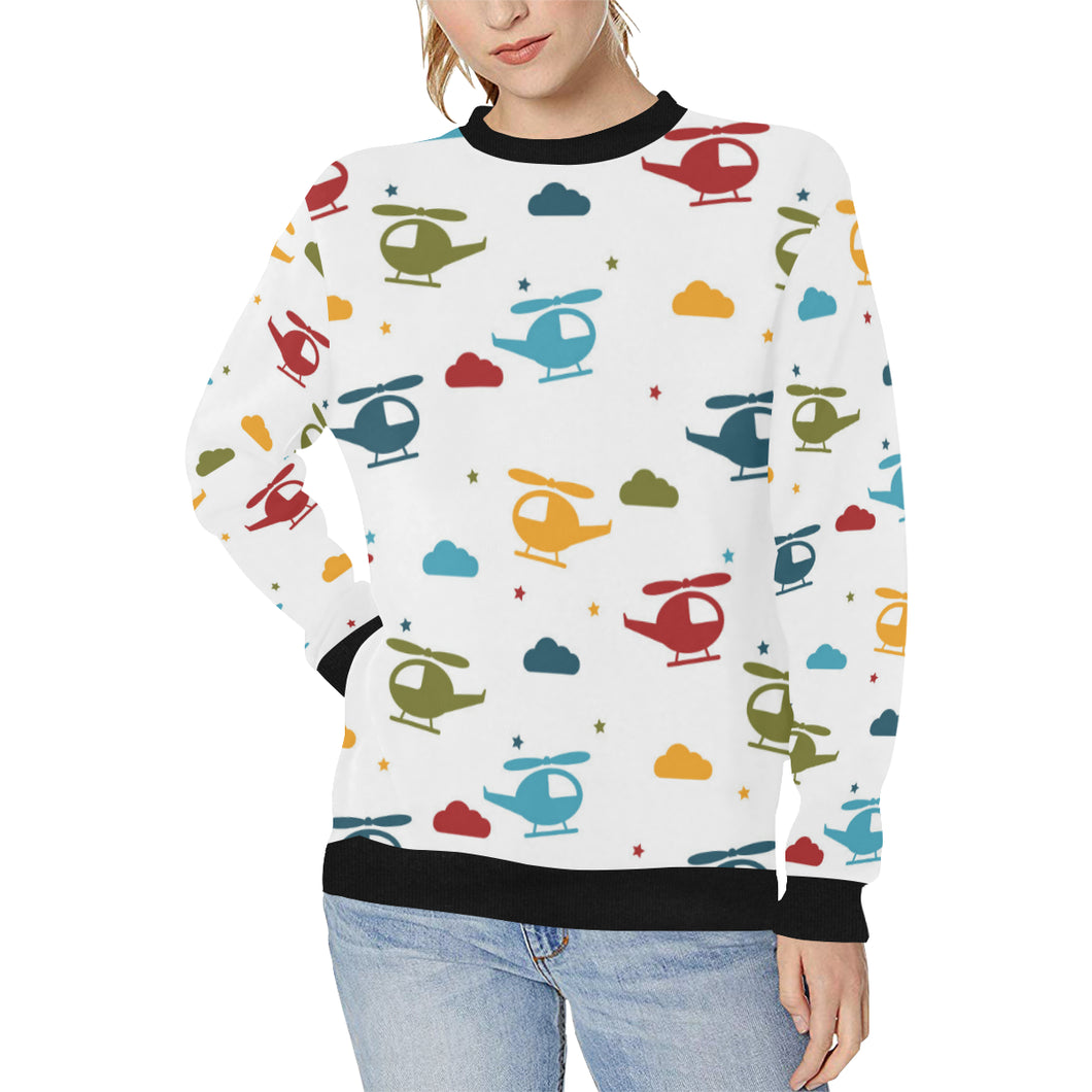 Colorful helicopter pattern Women's Crew Neck Sweatshirt