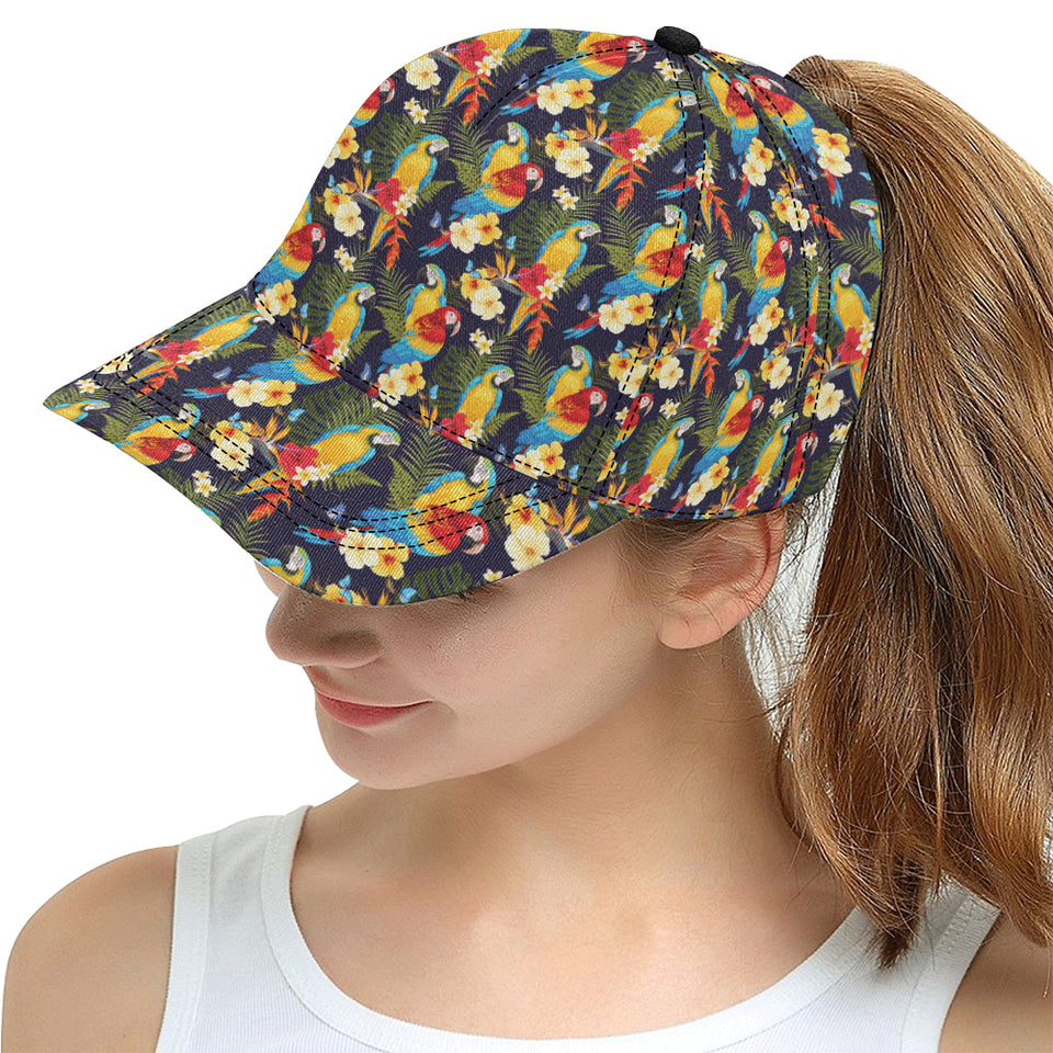 Colorful parrot flower pattern All Over Print Snapback Cap