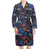 Octopus sea wave tropical fishe pattern Men's Long Sleeve Belted Night Robe