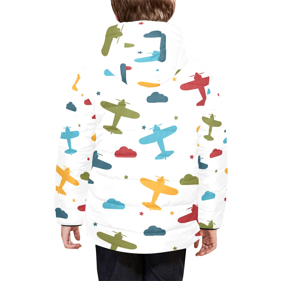 Airplane star cloud colorful Kids' Boys' Girls' Padded Hooded Jacket