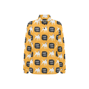 Bull Terrier Pattern Print Design 03 Women's Long Sleeve Polo Shirt