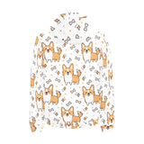 Cute corgi heart star bone pattern Men's Padded Hooded Jacket