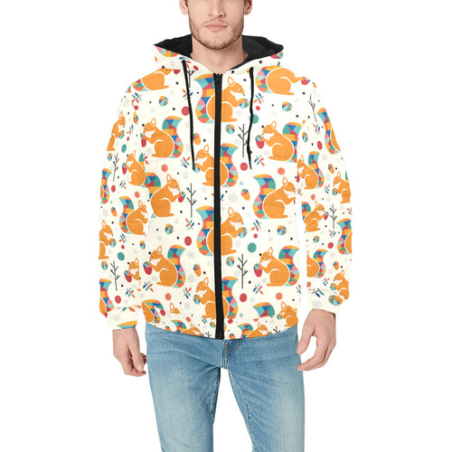 Squirrel Pattern Print Design 04 Men's Padded Hooded Jacket