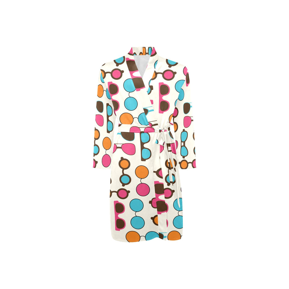 Sun Glasses Pattern Print Design 03 Men's Long Sleeve Belted Night Robe