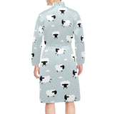 Sheep polka dot cloud pattern Men's Long Sleeve Belted Night Robe
