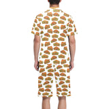 Sandwich Pattern Print Design 02 Men's V-Neck Short Pajama Set