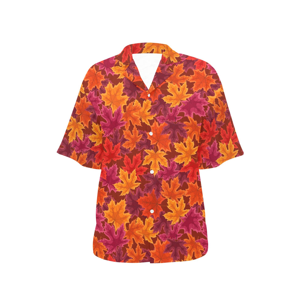 Autumn maple leaf pattern Women's All Over Print Hawaiian Shirt