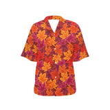 Autumn maple leaf pattern Women's All Over Print Hawaiian Shirt
