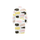 Whale dot pattern Men's Long Sleeve Belted Night Robe