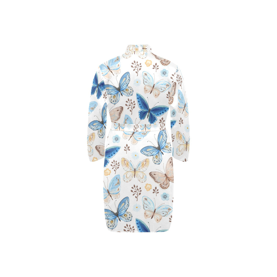 slice of lemon design pattern Men's Long Sleeve Belted Night Robe