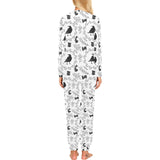 Crows floral wreath rabbit pattern Women's All Over Print Pajama Set