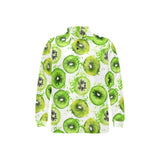 Watercolor kiwi pattern Men's Long Sleeve Polo Shirt