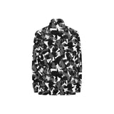 Crow illustration pattern Women's Long Sleeve Polo Shirt