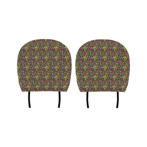 Music Notes Pattern Print Design 05 Car Headrest Cover