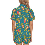 French fries red paper box pattern Women's V-Neck Short Pajama Set