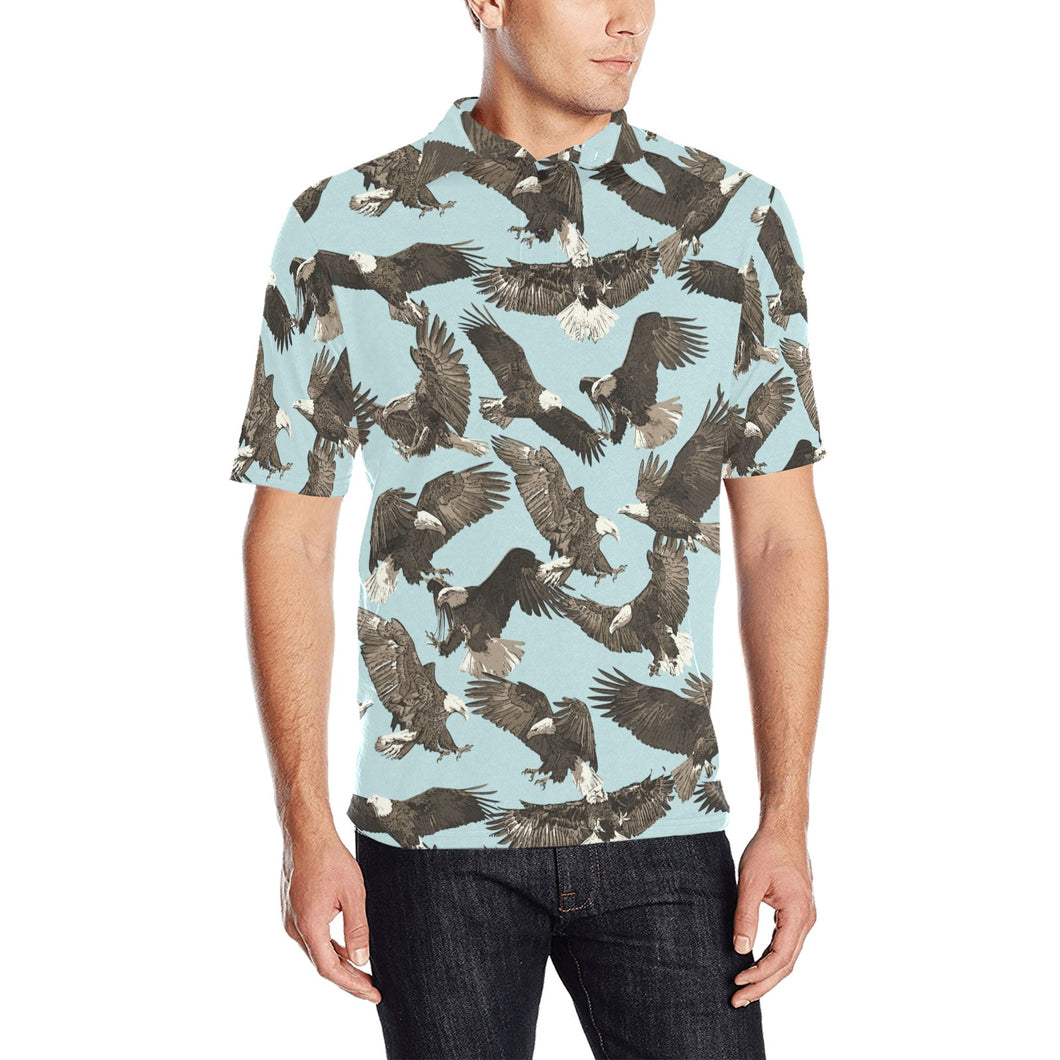 Eagle Pattern Print Design 01 Men's All Over Print Polo Shirt