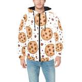 chocolate chip cookie pattern Men's Padded Hooded Jacket