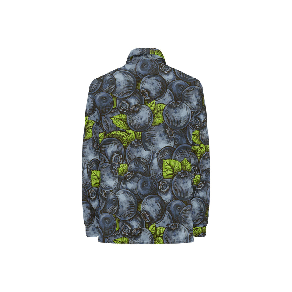 blueberry pattern Women's Long Sleeve Polo Shirt