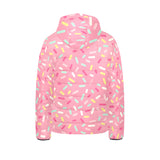 Pink donut glaze candy pattern Kids' Boys' Girls' Padded Hooded Jacket