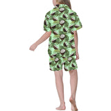 Coconut Pattern Print Design 02 Kids' Boys' Girls' V-Neck Short Pajama Set