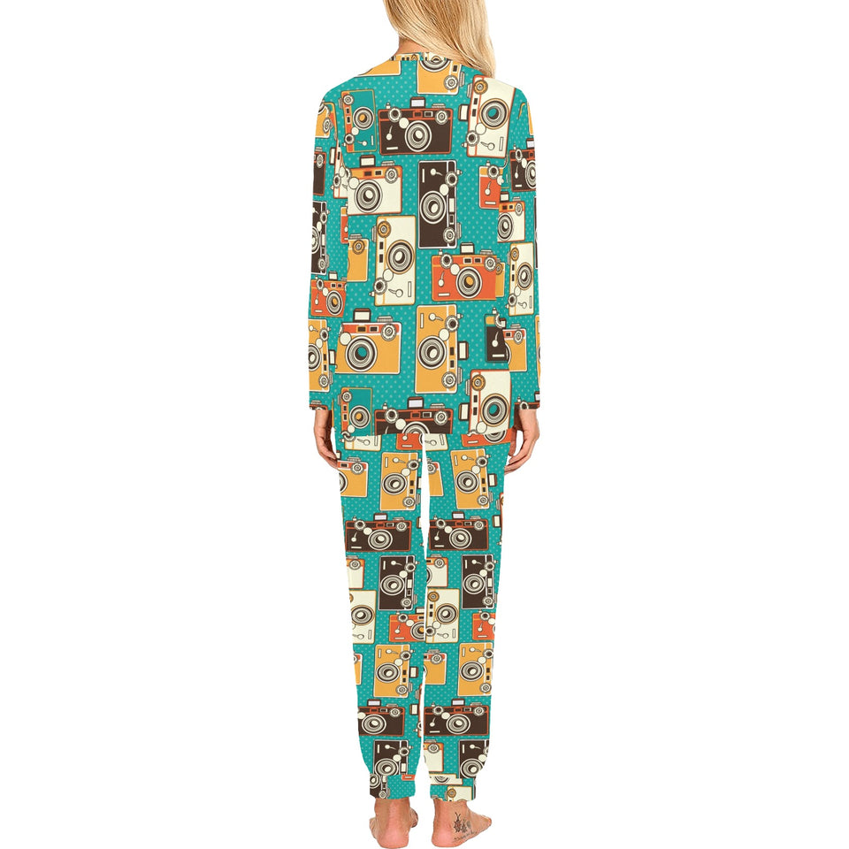 Camera Pattern Print Design 03 Women's All Over Print Pajama Set