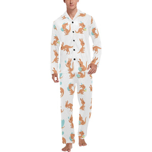 Cute Kangaroo pattern Men's Long Pajama Set