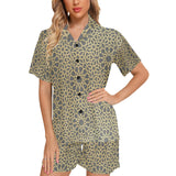 arabic star gold pattern Women's V-Neck Short Pajama Set