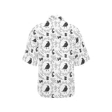Crows floral wreath rabbit pattern Women's All Over Print Hawaiian Shirt
