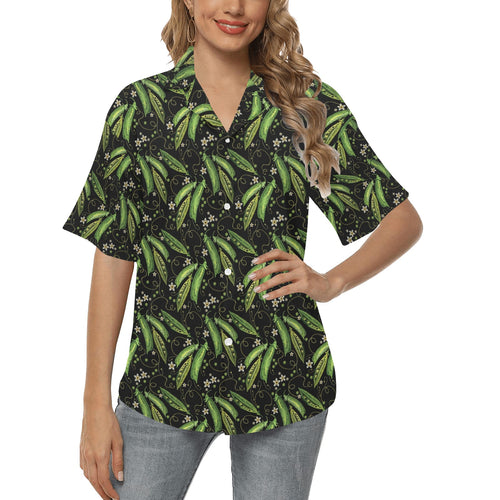 Green Peas Pattern Print Design 02 Women's All Over Print Hawaiian Shirt