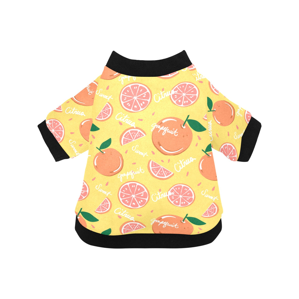 Grapefruit yellow background All Over Print Pet Dog Round Neck Fuzzy Shirt