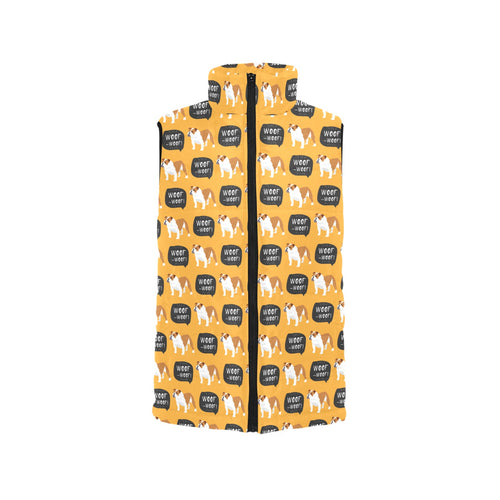 English Bulldog Pattern Print Design 04 Women's Padded Vest