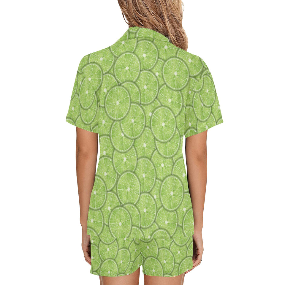 Slices of Lime pattern Women's V-Neck Short Pajama Set