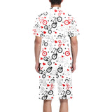 Bicycle Pattern Print Design 04 Men's V-Neck Short Pajama Set