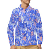 white bengal tigers pattern Men's Long Sleeve Polo Shirt