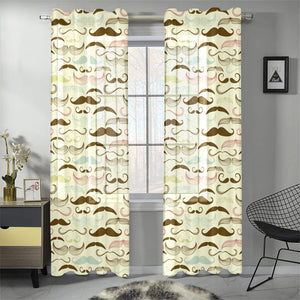 Mustache Beard Pattern Print Design 01 Gauze Curtain