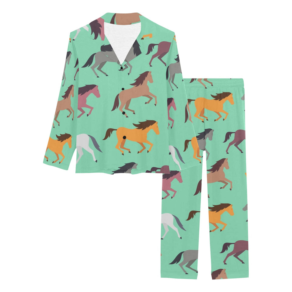 Colorful horses pattern Women's Long Pajama Set